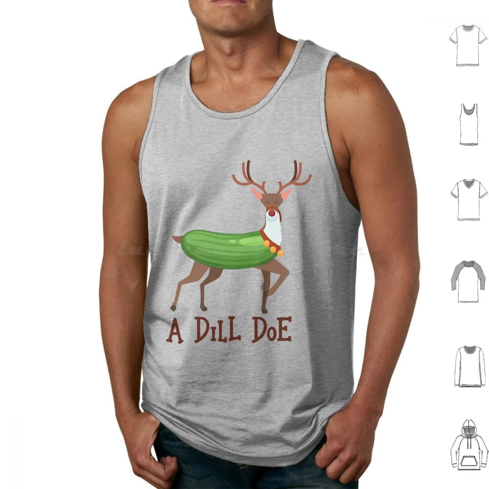 A Dill Doe Design For A Jokes Fan Tank Tops Vest Sleeveless A Dill Doe Deer Jokes Fan Party Dill Doe Dildo Pickle Pun Joke Sex