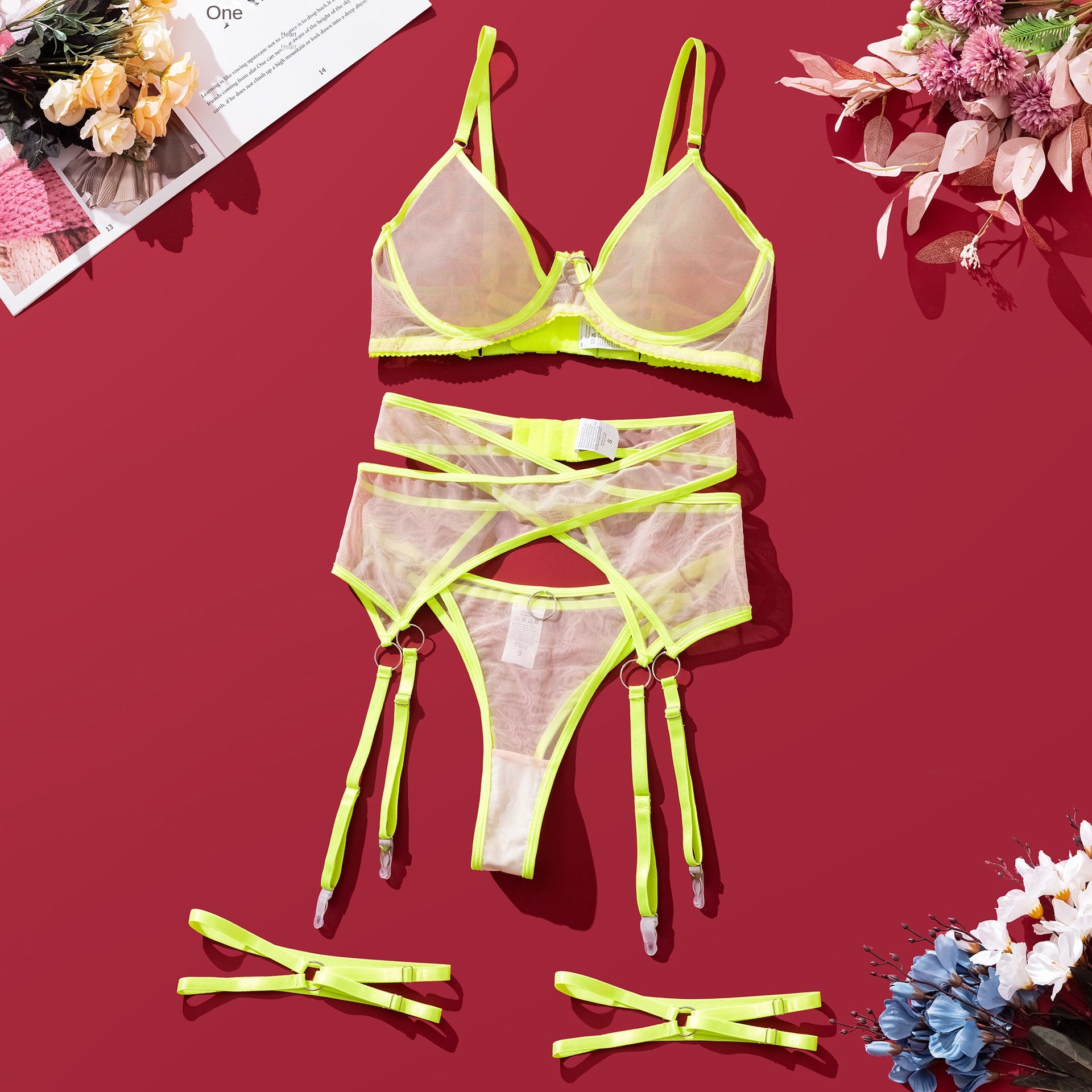 Perspective Solid Color Underwear Bra Sex Set