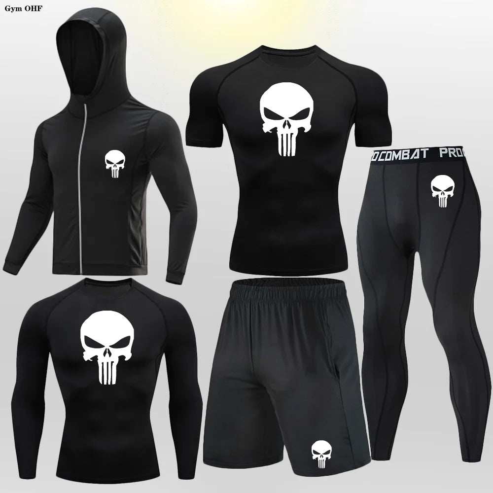 Sportswear Gym Fitness Tracksuit Men's Running Sets Compression Basketball Underwear Tights Jogging Sports Suits Clothes Dry Fit