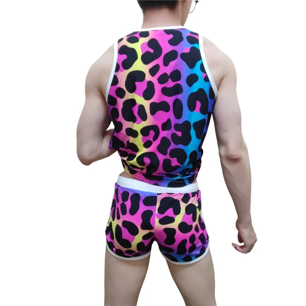 Men's Tank Top Swimming Trunks Short Beach Pants Ice Silk Print Cool and Comfortable Fashion Outdoor Sports Men's Sleeveless Top