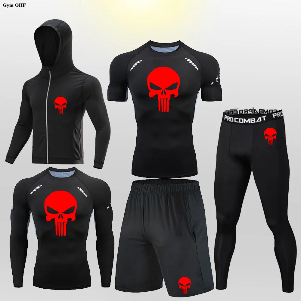 Sportswear Gym Fitness Tracksuit Men's Running Sets Compression Basketball Underwear Tights Jogging Sports Suits Clothes Dry Fit