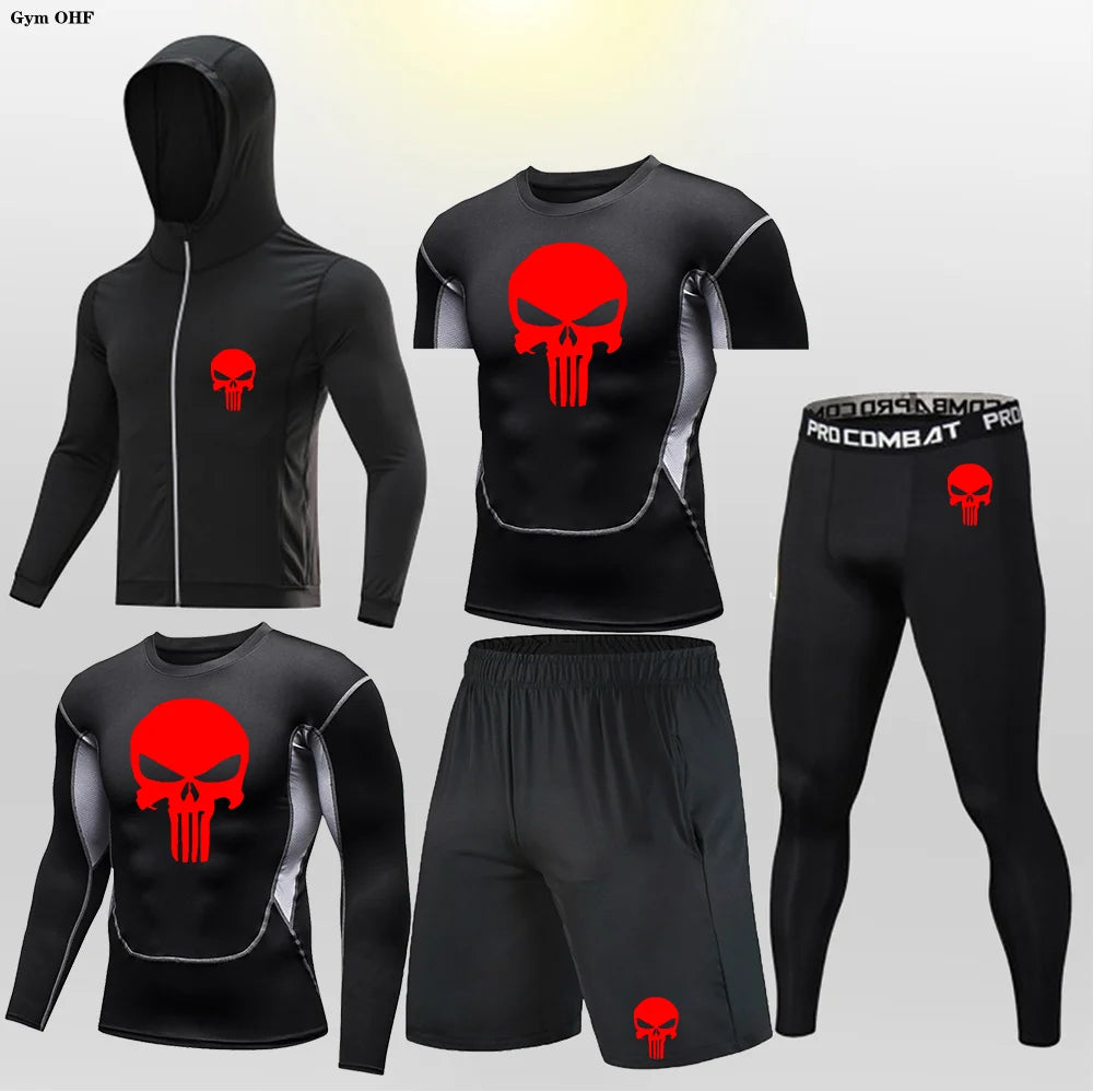 Sportswear Gym Fitness Tracksuit Men's Running Sets Compression Basketball Underwear Tights Jogging Sports Suits Clothes Dry Fit