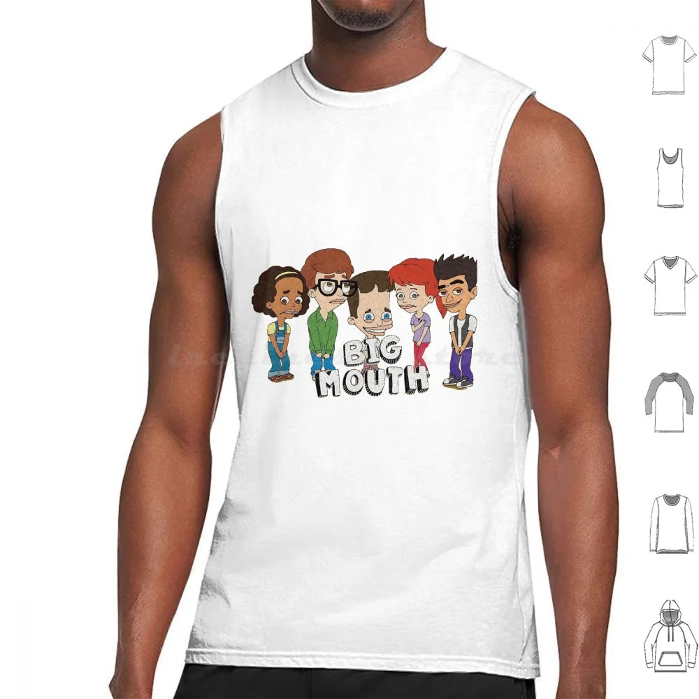 Big Mouth Essential Tank Tops Print Cotton Big Mouth Series Animation Condom Contraceptive Teen Grace Monster
