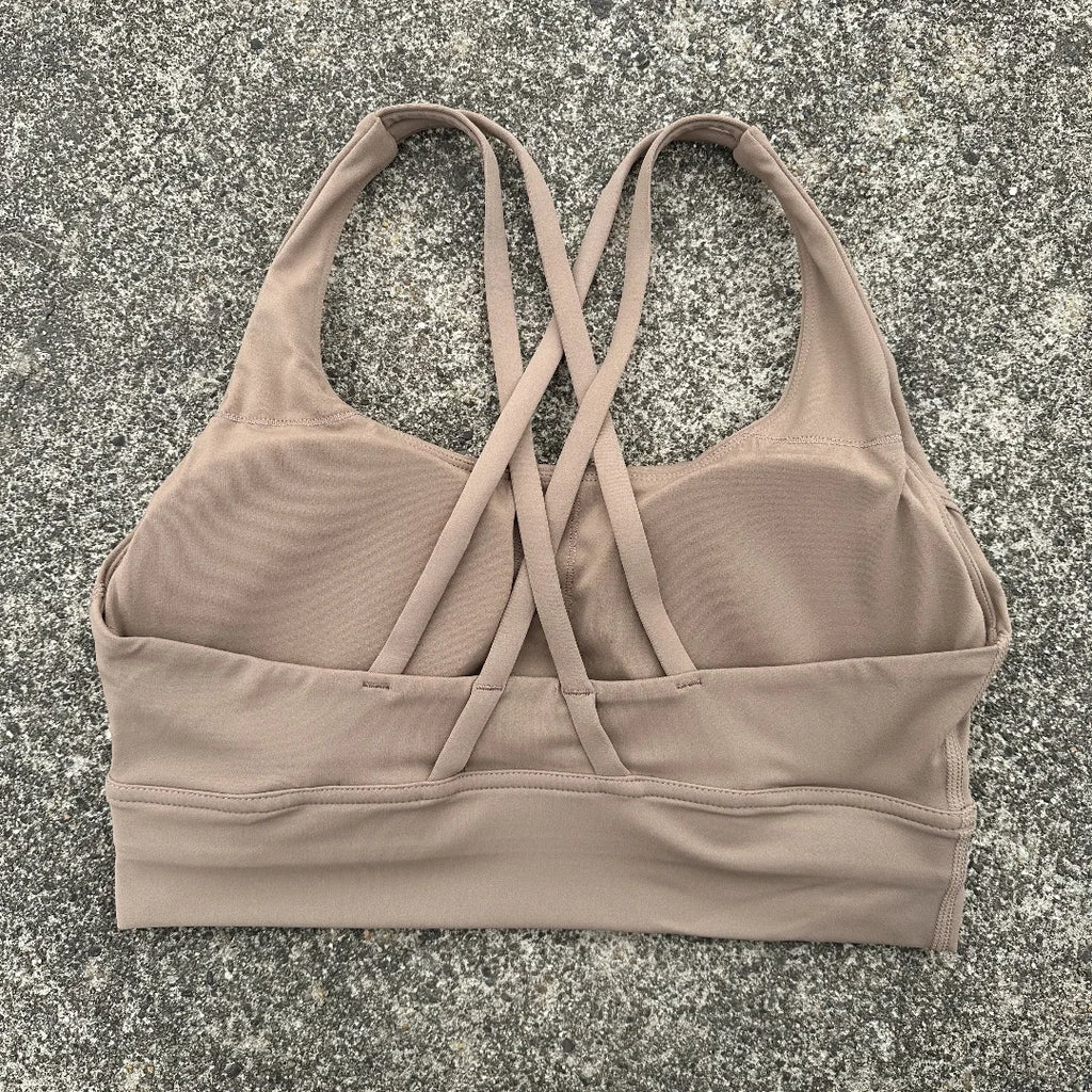 Solid Color Women Cross Back Fitness Underwear Soft Fitness Sport Bra Top Gym Yoga Athletic Workout With Chest Pad Comprehensive