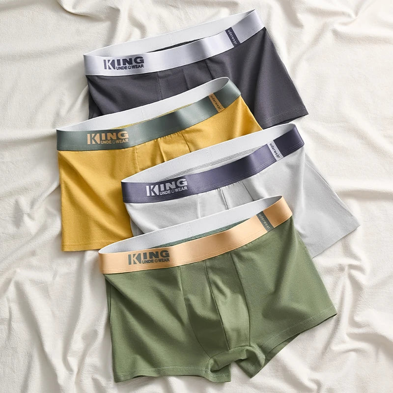 4Pcs Men's Casual Shorts Pants Underwear Panties Cotton Boxers Man Underpants Male Shorts Homme U Convex Lingerie Wholesale Lots