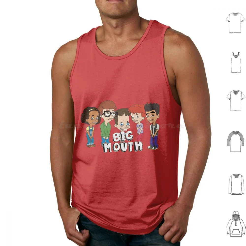 Big Mouth Essential Tank Tops Print Cotton Big Mouth Series Animation Condom Contraceptive Teen Grace Monster