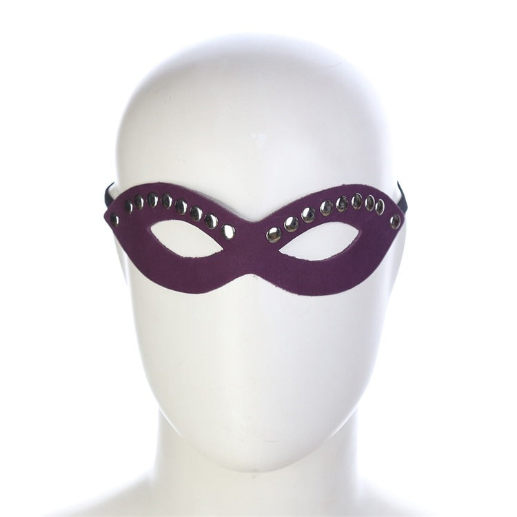 Customized Eye Mask Mini 8-shaped Rivet Elastic Eyelet Purple Multi nail Binding Toy Leather Mask