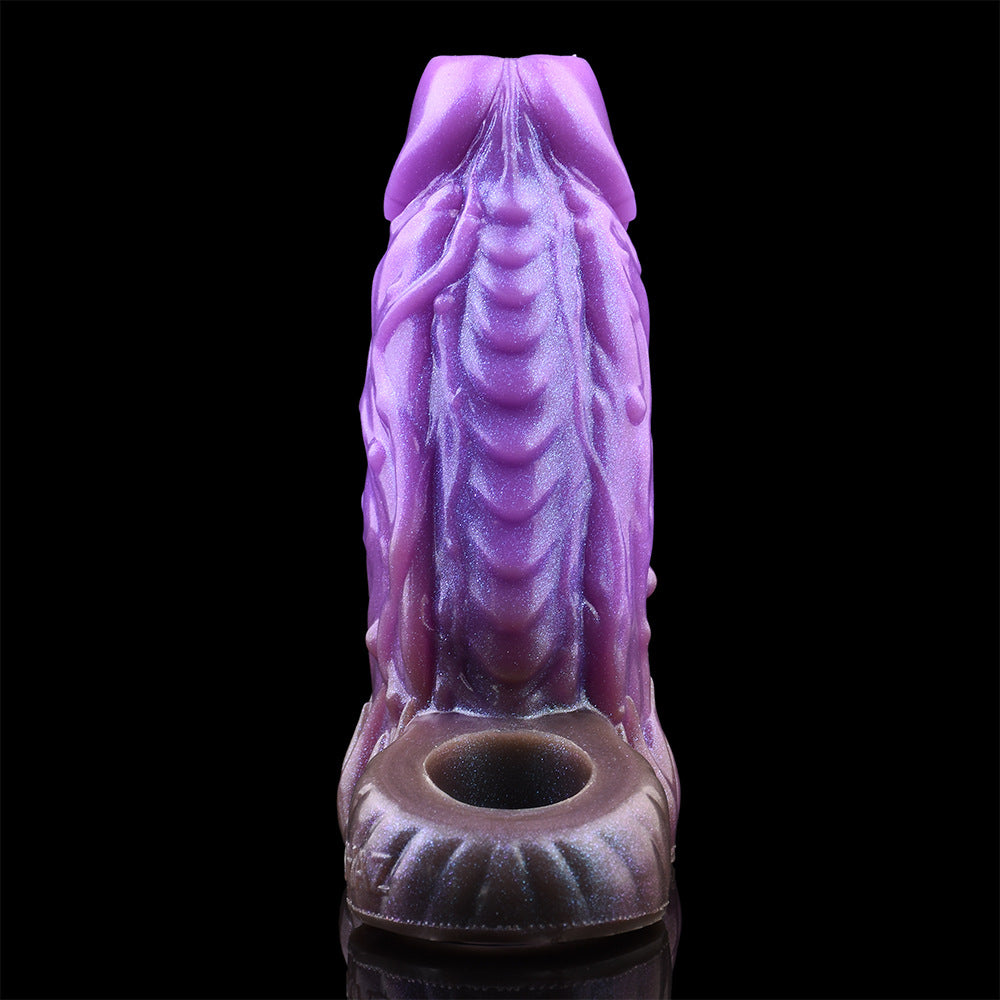 Dog knot hollow penis cover for men wearing masturbator penis thickening silicone wolf tooth cover