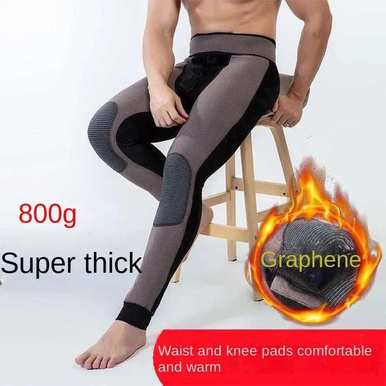 Heat Men's Thermal Pants Stretch Leggings Wool Winter Underwear Goods Cold Stretch Classic Plush Thick Cotton-padded Trousers