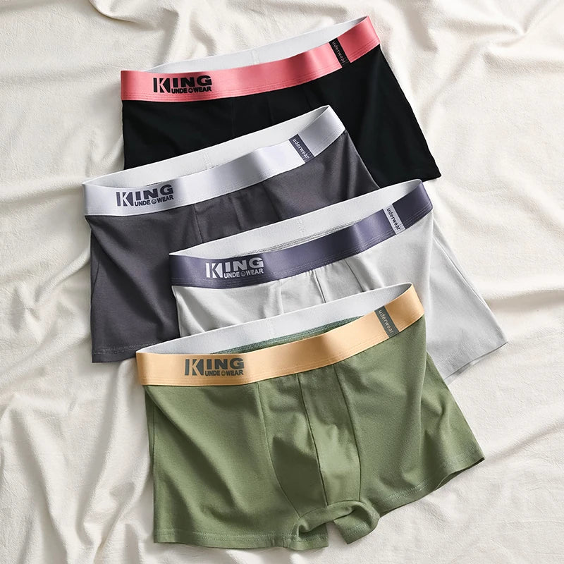 4Pcs Men's Casual Shorts Pants Underwear Panties Cotton Boxers Man Underpants Male Shorts Homme U Convex Lingerie Wholesale Lots