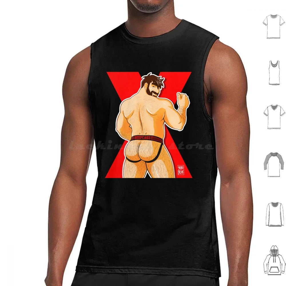 Adam Likes Jockstraps-Red Tank Tops Print Cotton Bobobear Bobobearart Bobo Bear Bear Bear Week Bear Weekend Otter