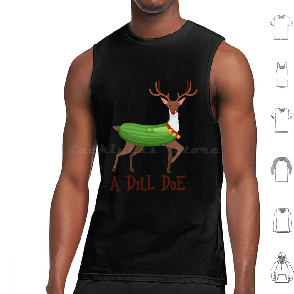 A Dill Doe Design For A Jokes Fan Tank Tops Vest Sleeveless A Dill Doe Deer Jokes Fan Party Dill Doe Dildo Pickle Pun Joke Sex