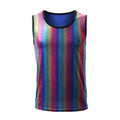 Fashion Men Tank Tops Rainbow Shiny Tank Perform Costume Sleeveless Underwear Vest(not Included Shorts)
