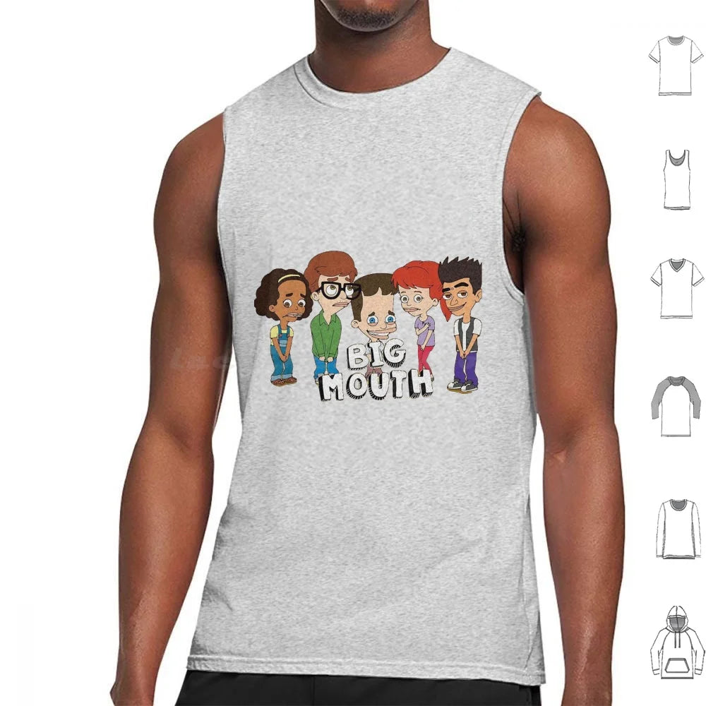 Big Mouth Essential Tank Tops Print Cotton Big Mouth Series Animation Condom Contraceptive Teen Grace Monster