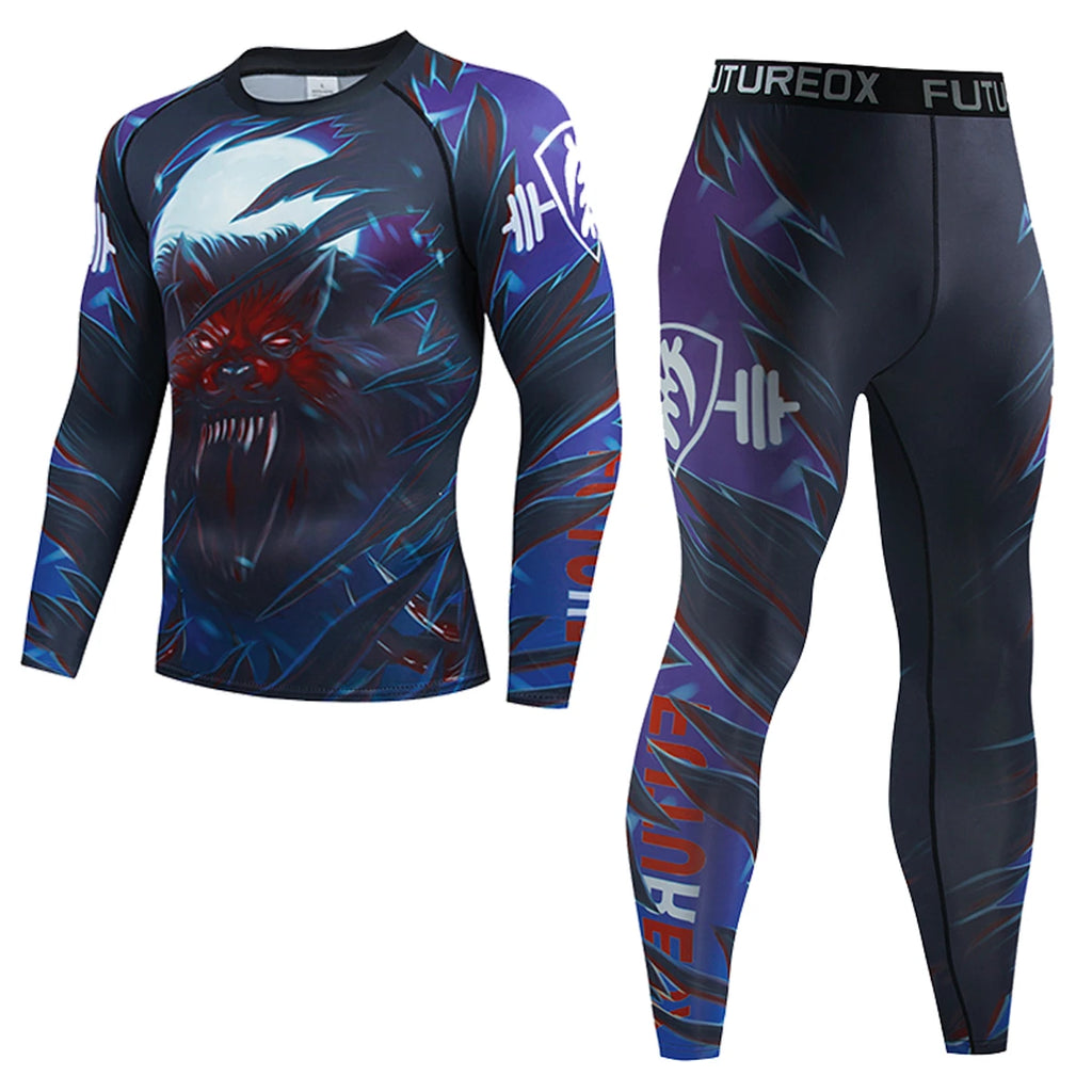 Sportswear Gym Fitness Tracksuit Men's Running Sets compressed shirt Underwear Tights Jogging Sports Suits Clothes quick Dry Fit