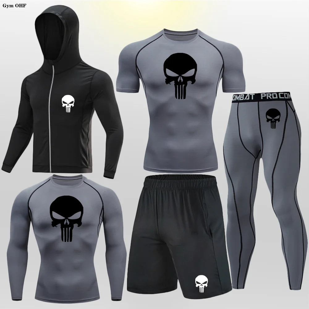Sportswear Gym Fitness Tracksuit Men's Running Sets Compression Basketball Underwear Tights Jogging Sports Suits Clothes Dry Fit