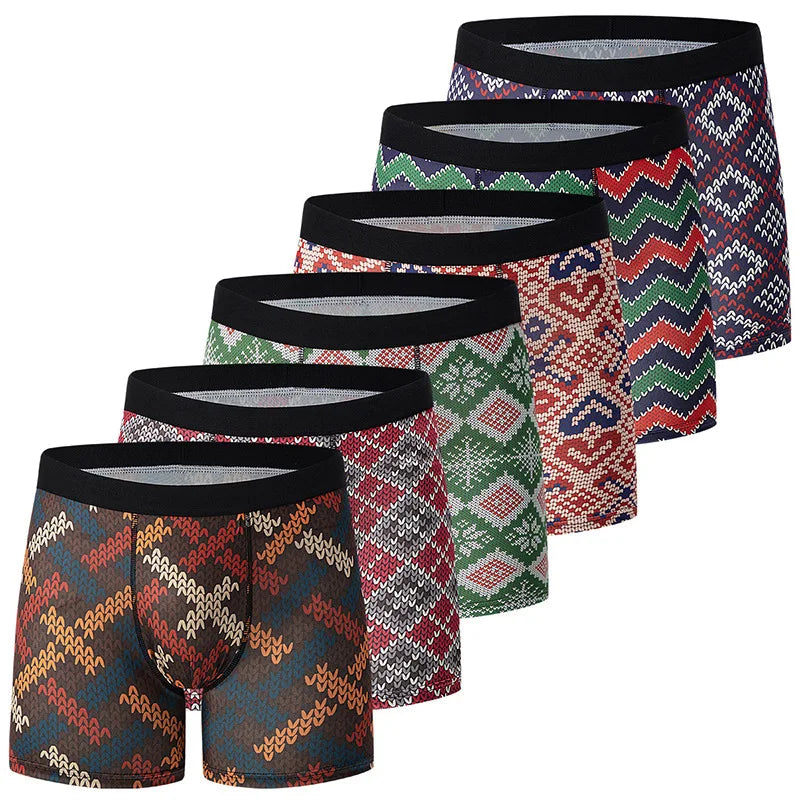 Men's 6-Pack Quick-Dry Boxer Shorts - Breathable Athletic Underwear & Swim Trunks, Large Size for Sports, Daily Wear