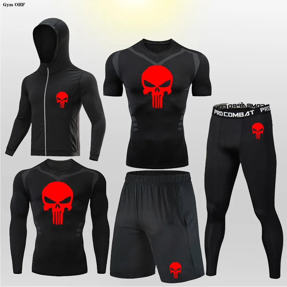 Sportswear Gym Fitness Tracksuit Men's Running Sets Compression Basketball Underwear Tights Jogging Sports Suits Clothes Dry Fit