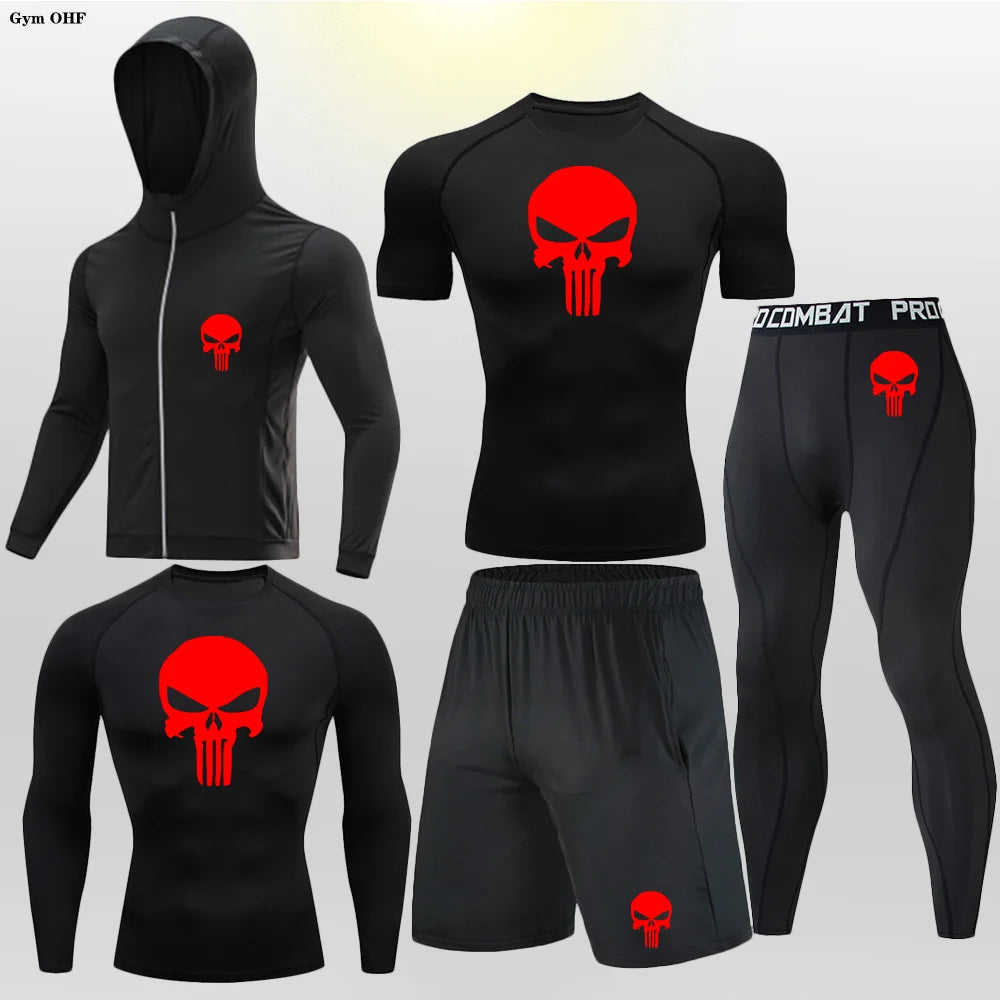 Sportswear Gym Fitness Tracksuit Men's Running Sets Compression Basketball Underwear Tights Jogging Sports Suits Clothes Dry Fit