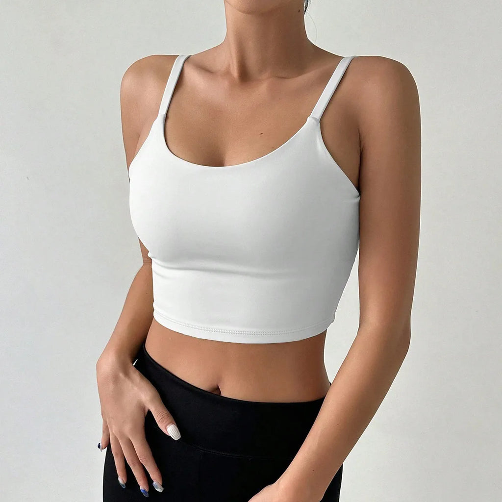 Yoga Underwear Women Breathable Solid U-Shaped Fitness Sports Bra Top With Chest Pad Gym Athletic Tight Workout Jog Running Vest