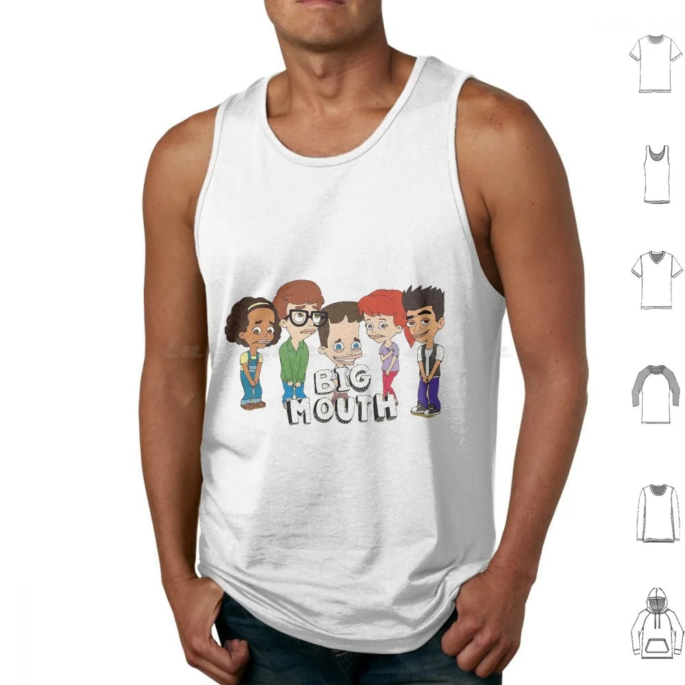 Big Mouth Essential Tank Tops Print Cotton Big Mouth Series Animation Condom Contraceptive Teen Grace Monster