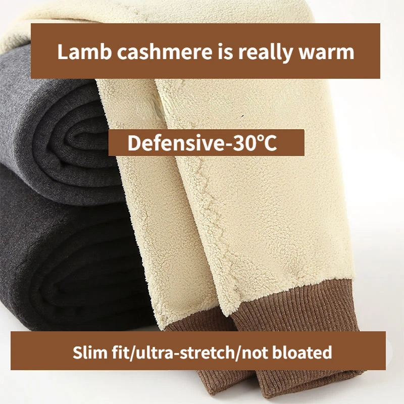Heat Men's Thermal Pants Stretch Leggings Wool Winter Underwear Goods Cold Stretch Classic Plush Thick Cotton-padded Trousers
