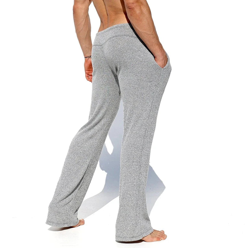 Thin Breathable Slim Pajamas Pants Mens Spring Fall Daily Casual Solid Color Straight Pants Sexy Sleepwear Men Pants Underwear