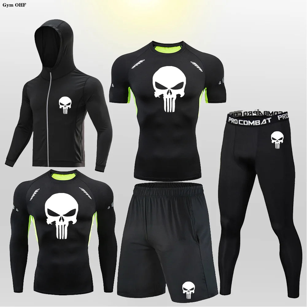 Sportswear Gym Fitness Tracksuit Men's Running Sets Compression Basketball Underwear Tights Jogging Sports Suits Clothes Dry Fit