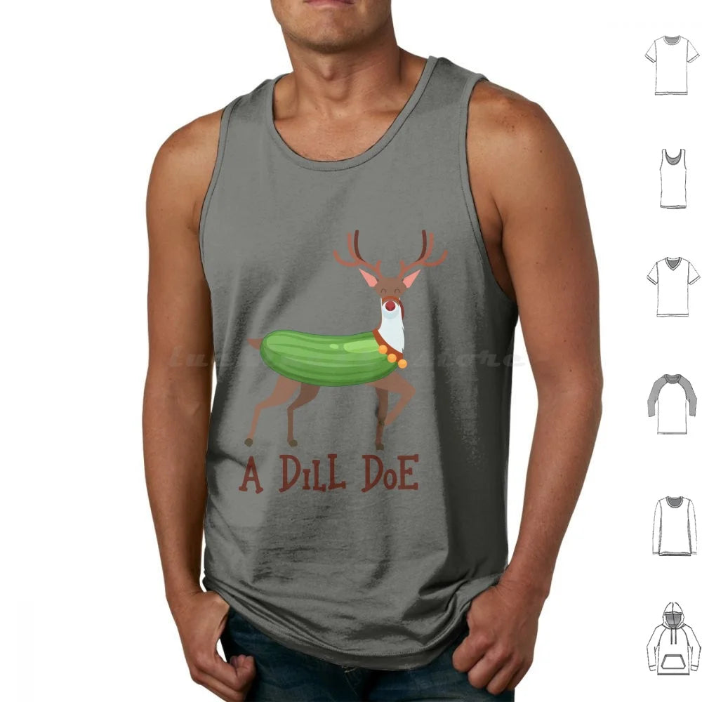A Dill Doe Design For A Jokes Fan Tank Tops Vest Sleeveless A Dill Doe Deer Jokes Fan Party Dill Doe Dildo Pickle Pun Joke Sex