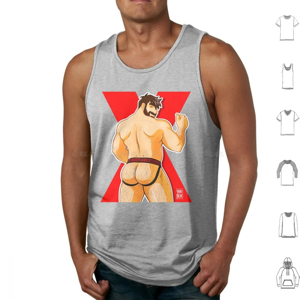 Adam Likes Jockstraps-Red Tank Tops Print Cotton Bobobear Bobobearart Bobo Bear Bear Bear Week Bear Weekend Otter