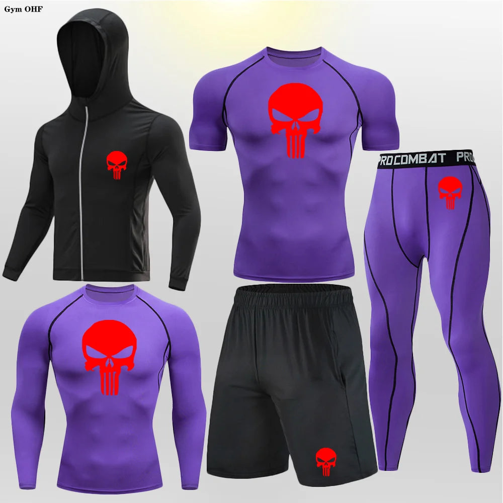Sportswear Gym Fitness Tracksuit Men's Running Sets Compression Basketball Underwear Tights Jogging Sports Suits Clothes Dry Fit