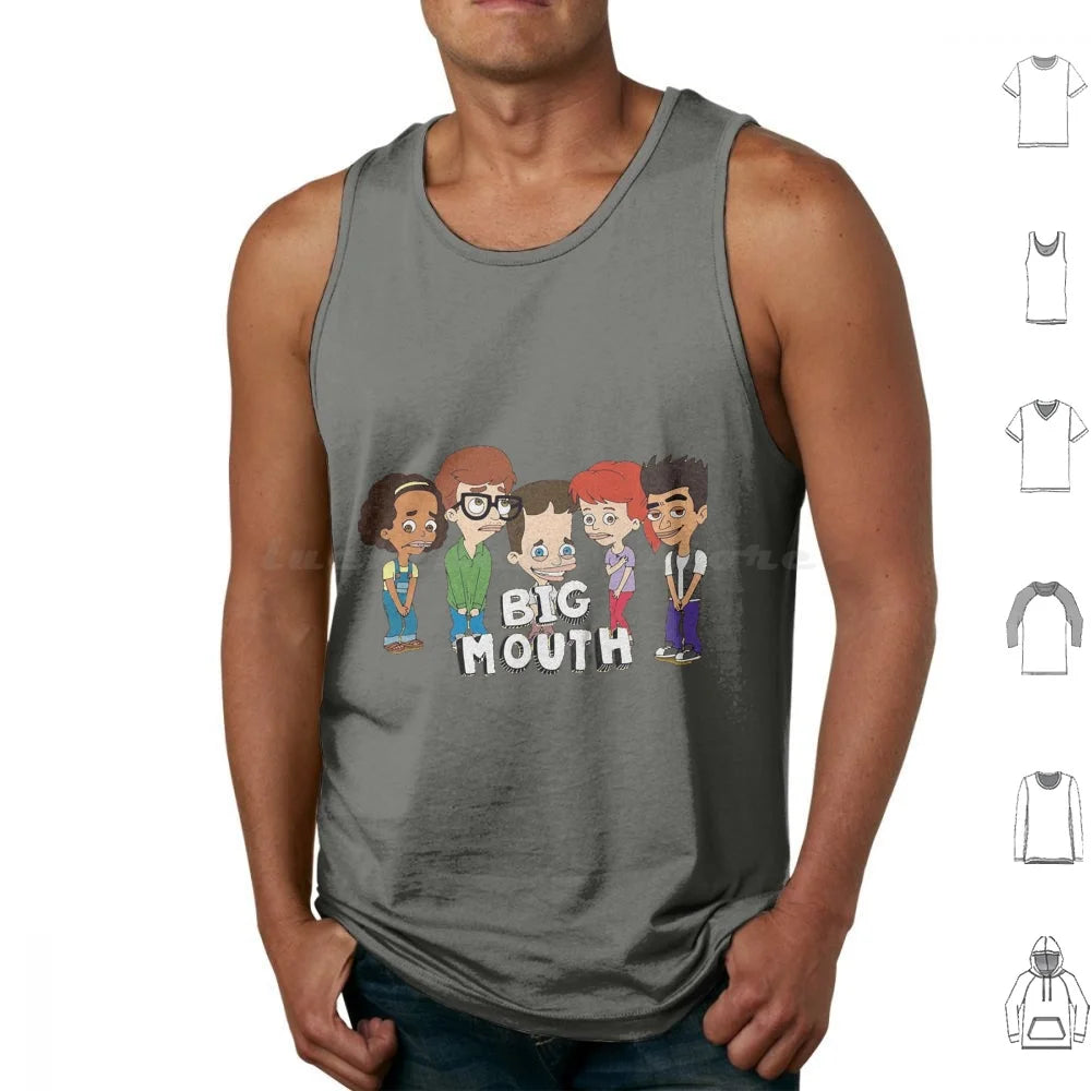 Big Mouth Essential Tank Tops Print Cotton Big Mouth Series Animation Condom Contraceptive Teen Grace Monster