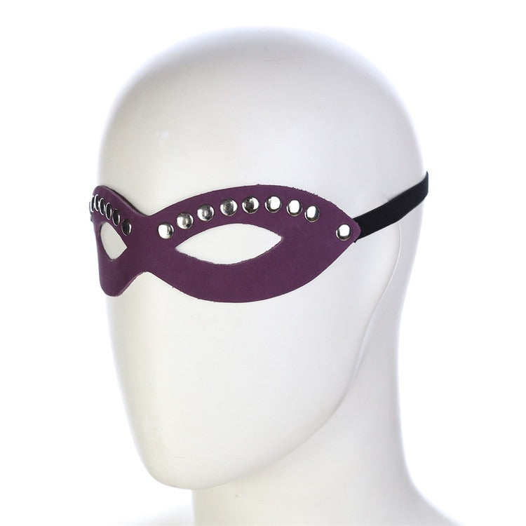 Customized Eye Mask Mini 8-shaped Rivet Elastic Eyelet Purple Multi nail Binding Toy Leather Mask
