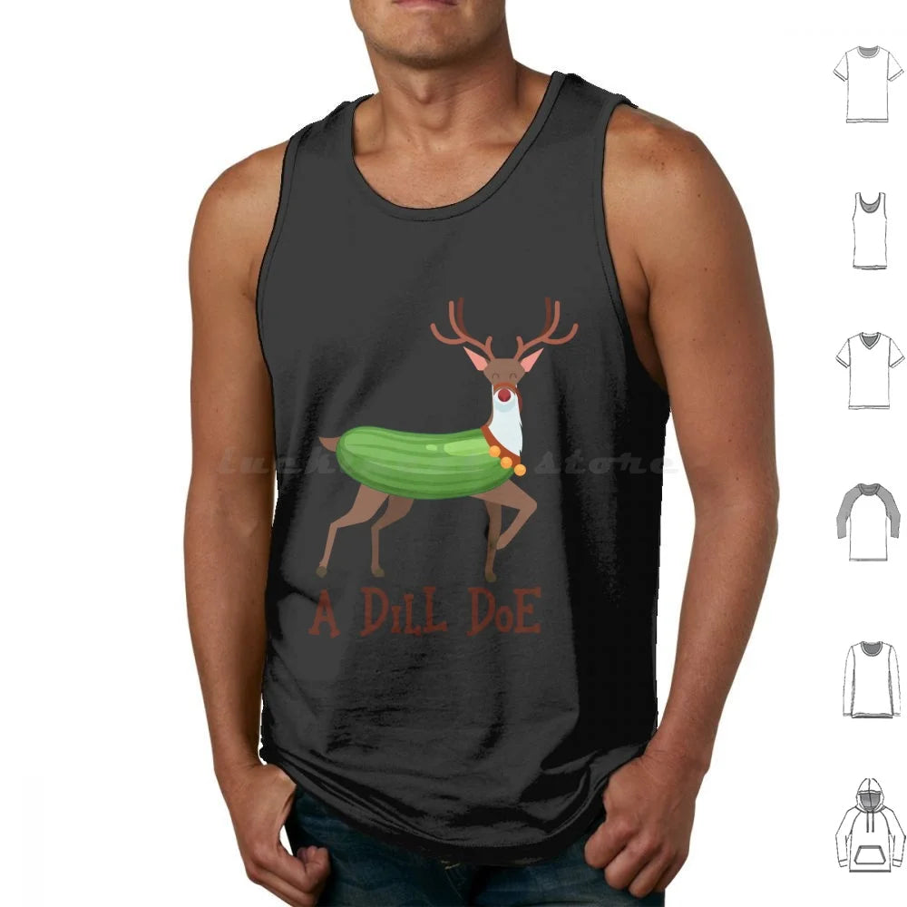 A Dill Doe Design For A Jokes Fan Tank Tops Vest Sleeveless A Dill Doe Deer Jokes Fan Party Dill Doe Dildo Pickle Pun Joke Sex