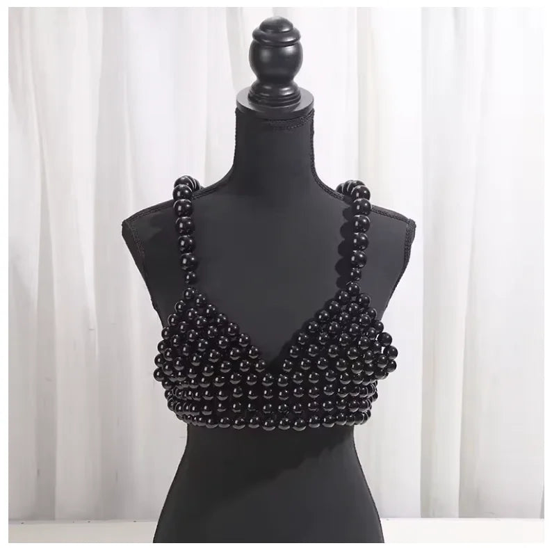 Sexy Body Chain Euro-American New Luxurious Totally Hand-made Pearl Bikini Camisole Underwear Women Wear Beaded Bra Chain