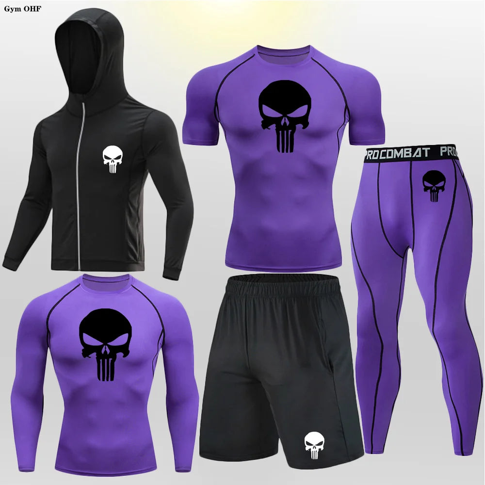Sportswear Gym Fitness Tracksuit Men's Running Sets Compression Basketball Underwear Tights Jogging Sports Suits Clothes Dry Fit