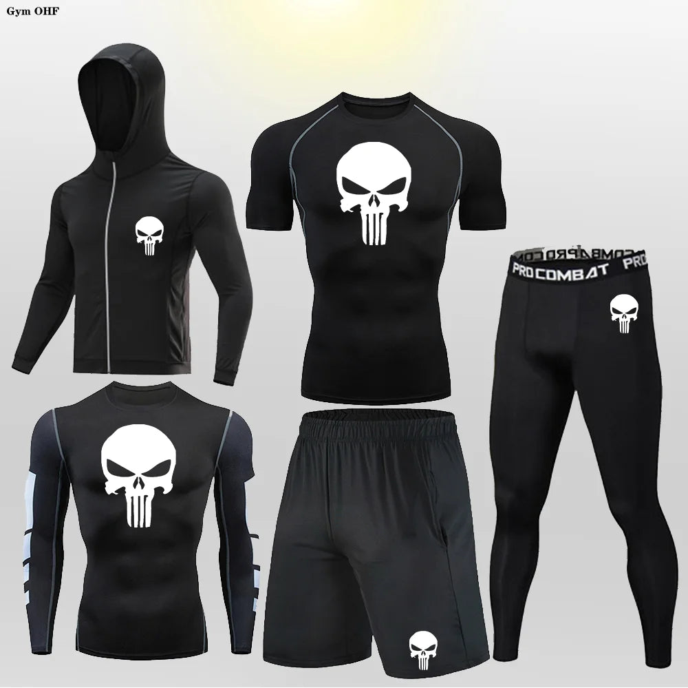Sportswear Gym Fitness Tracksuit Men's Running Sets Compression Basketball Underwear Tights Jogging Sports Suits Clothes Dry Fit