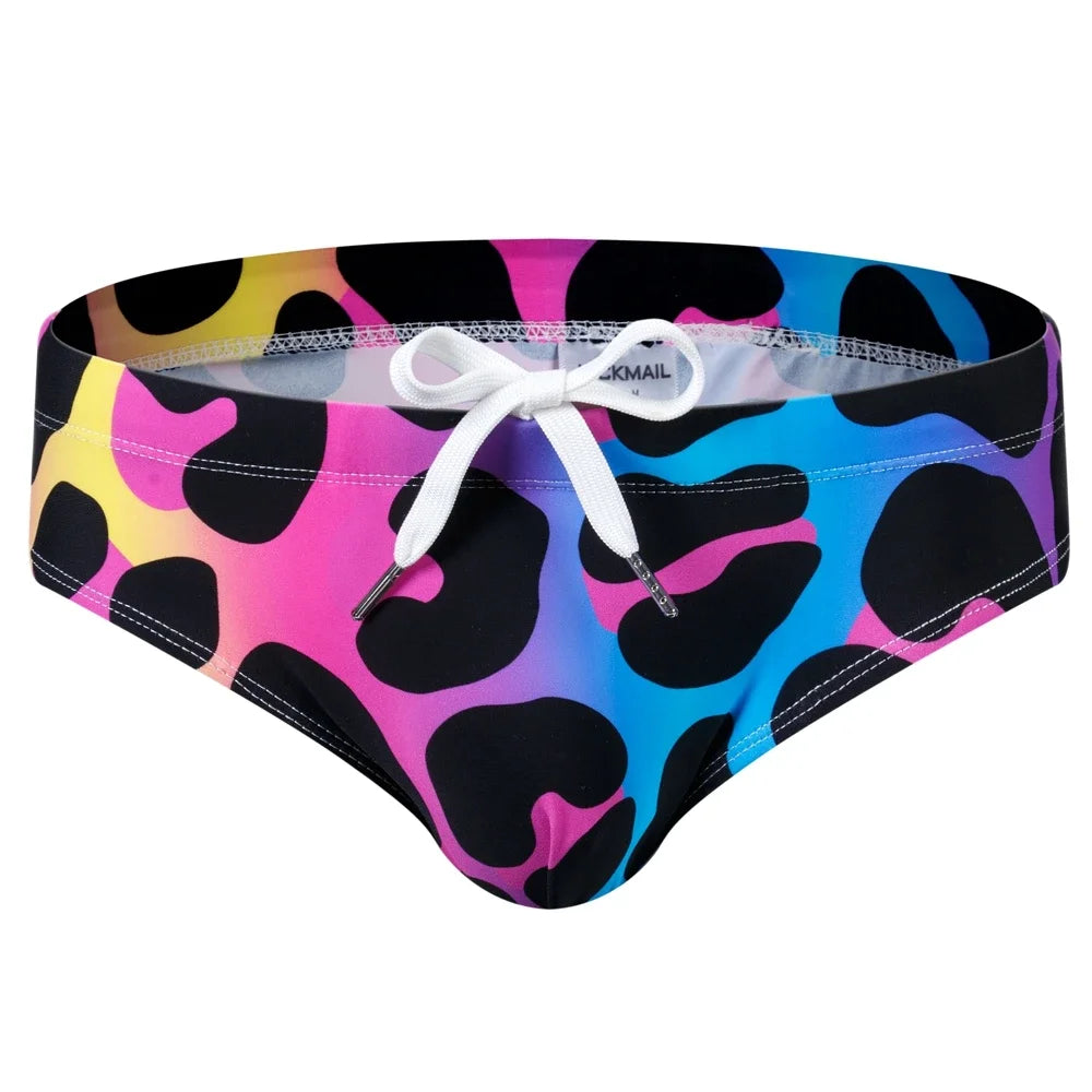 Sexy Man's Brand Swimming Push-up Pad Swim Trunks Low Waist Swimming Men Briefs Swimwear Boxers Patchwork Color Hot Sell Summer