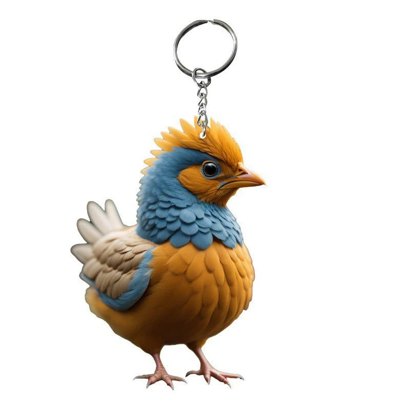 1PC Creative Animal Chicken Rooster Series Pendant Acrylic Keychain For Christmas Tree Decoration Car Key Ring Cock Key Holder