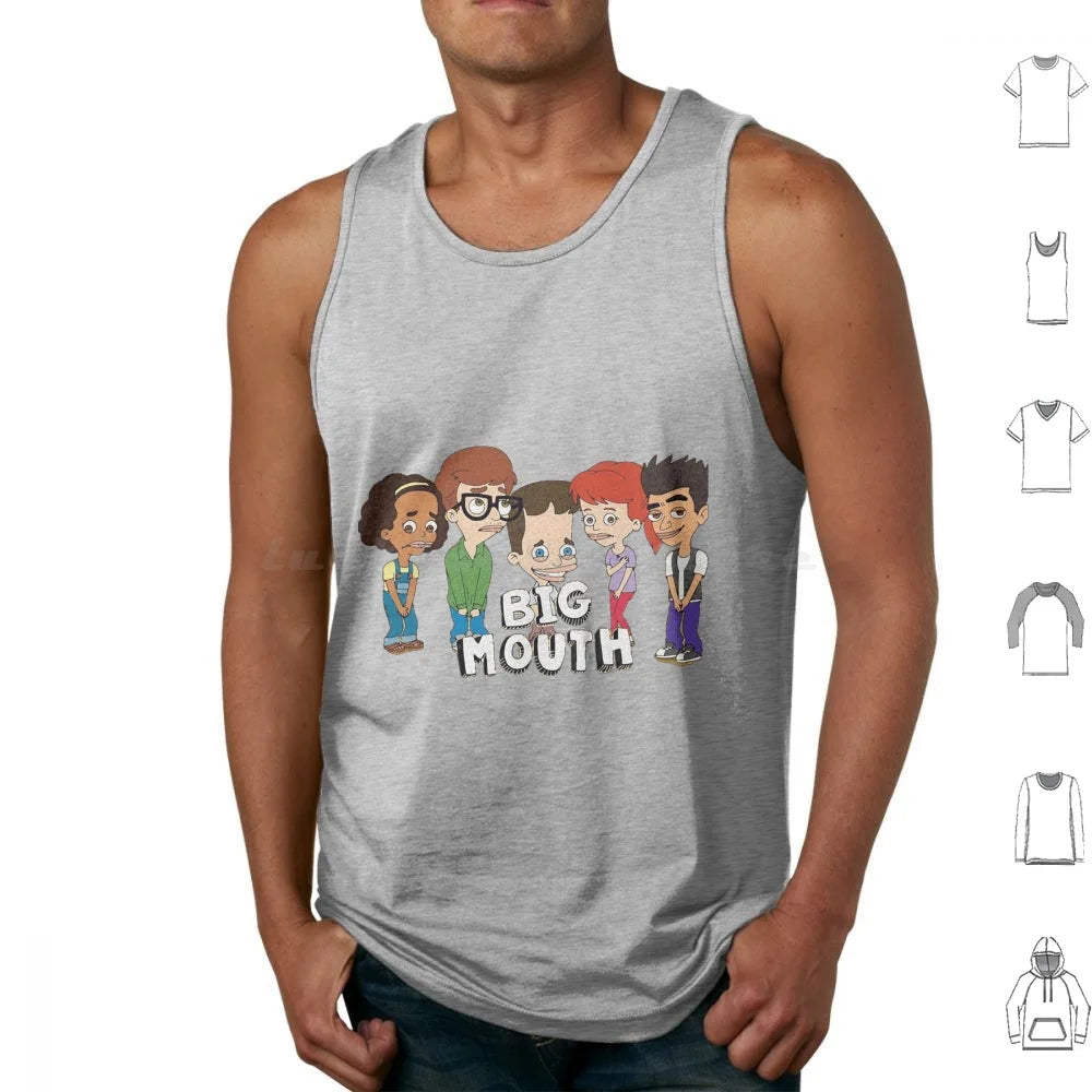 Big Mouth Essential Tank Tops Print Cotton Big Mouth Series Animation Condom Contraceptive Teen Grace Monster