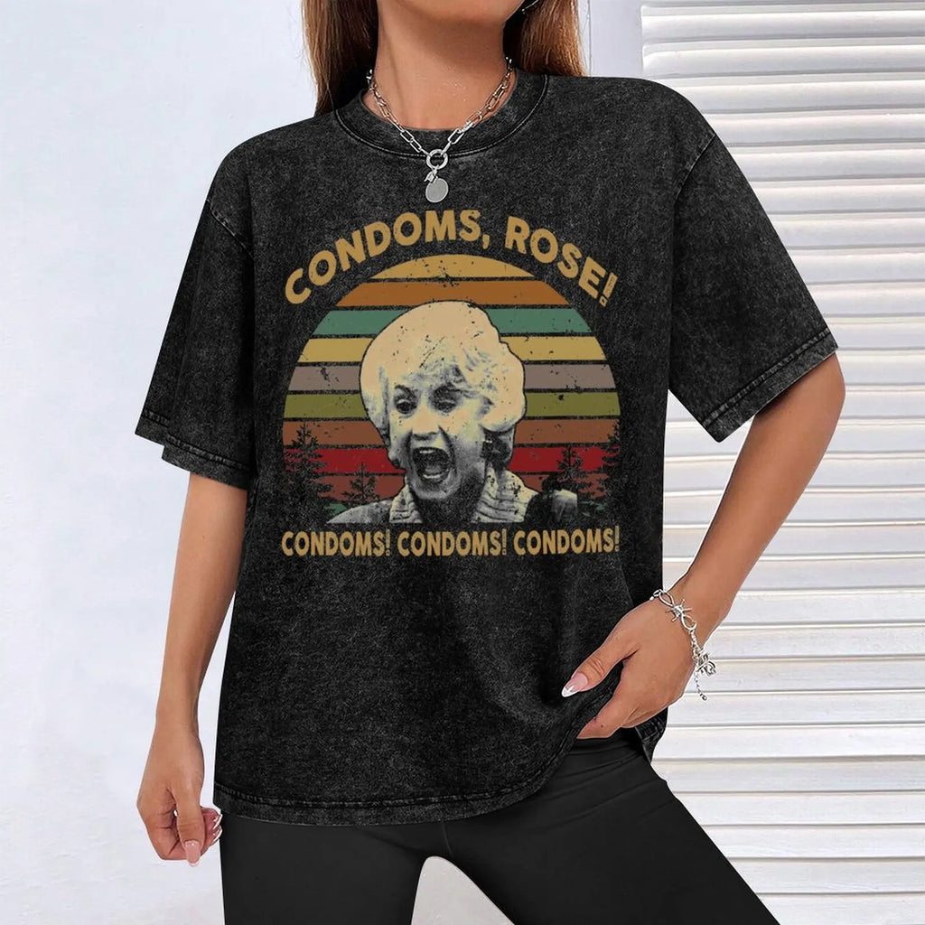 Condoms Rose Condoms Condoms T-Shirt Soft Basic Cotton Short Sleeve Tee