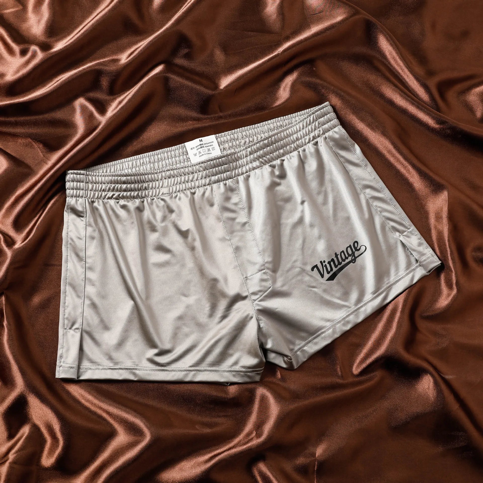 Glossy Soft Ice Silk Mens Boxer Solid Color Big Size Breathable Home Casual Underwear