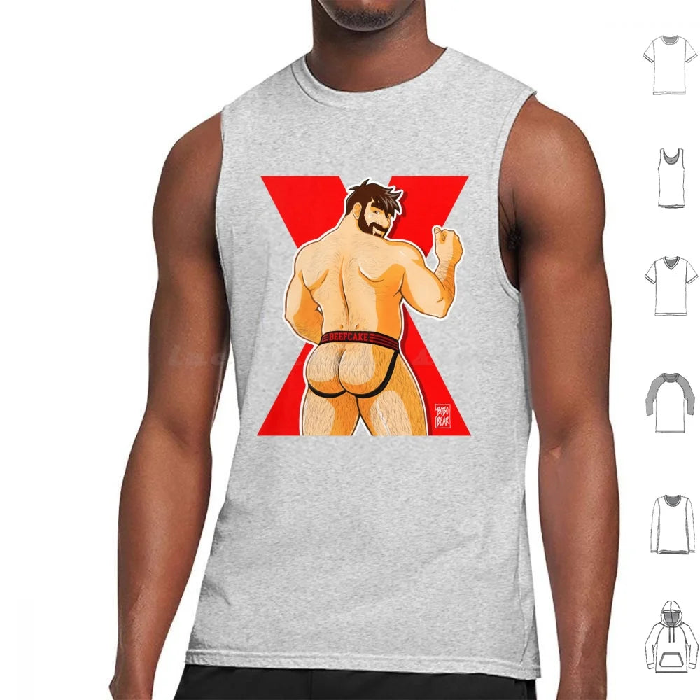 Adam Likes Jockstraps-Red Tank Tops Print Cotton Bobobear Bobobearart Bobo Bear Bear Bear Week Bear Weekend Otter