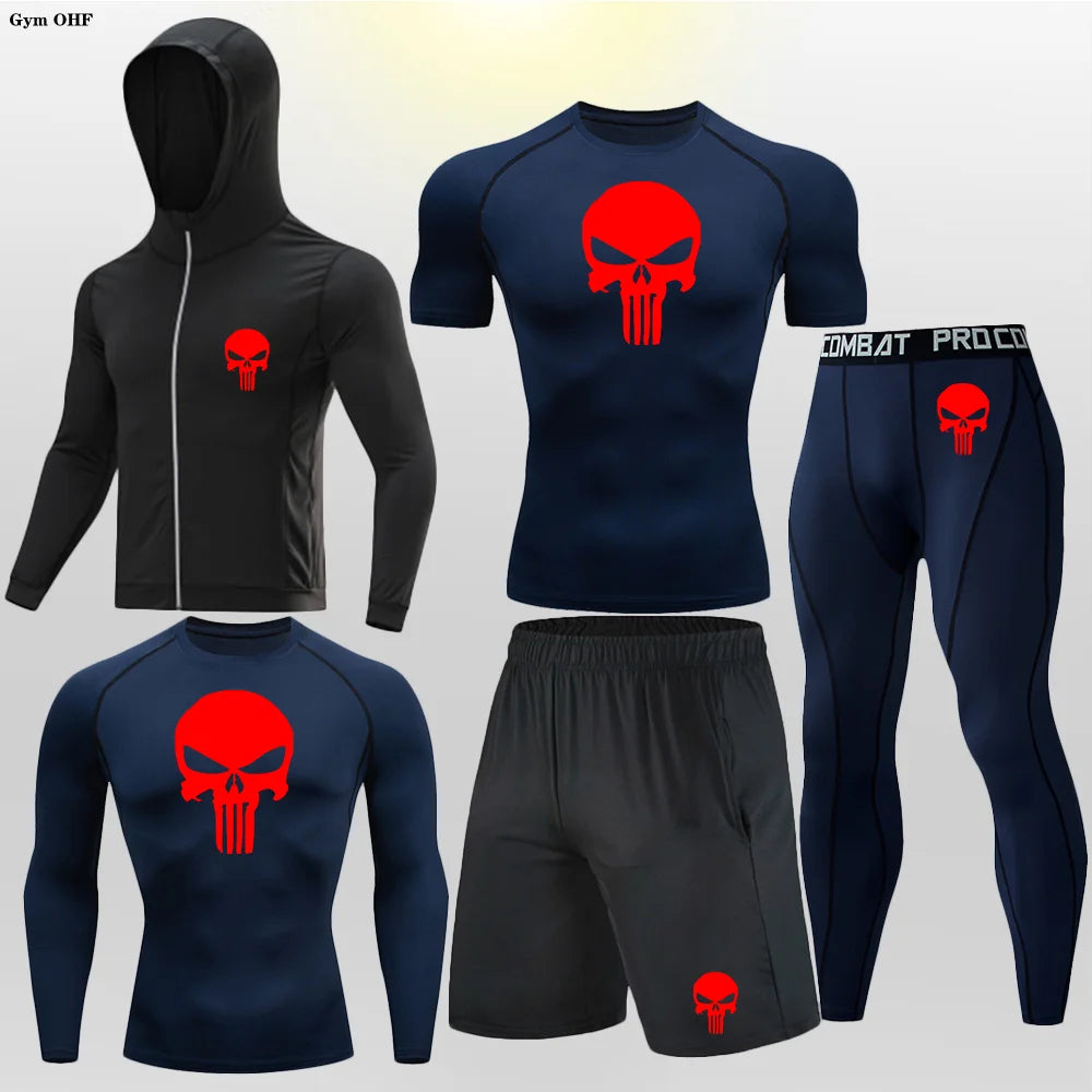 Sportswear Gym Fitness Tracksuit Men's Running Sets Compression Basketball Underwear Tights Jogging Sports Suits Clothes Dry Fit