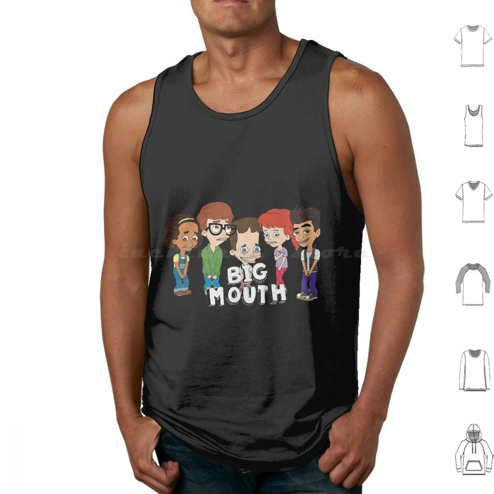 Big Mouth Essential Tank Tops Print Cotton Big Mouth Series Animation Condom Contraceptive Teen Grace Monster