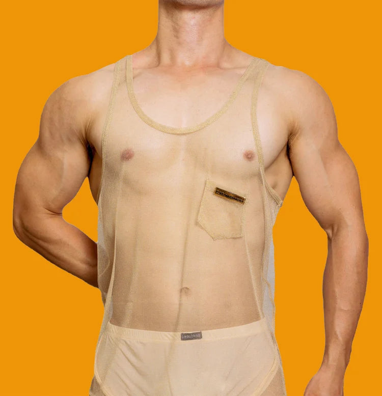 Men's Vest See Through Transparent Breathable Summer Mesh Underwear Vests Male Temptation Sleeveless Tank Tops