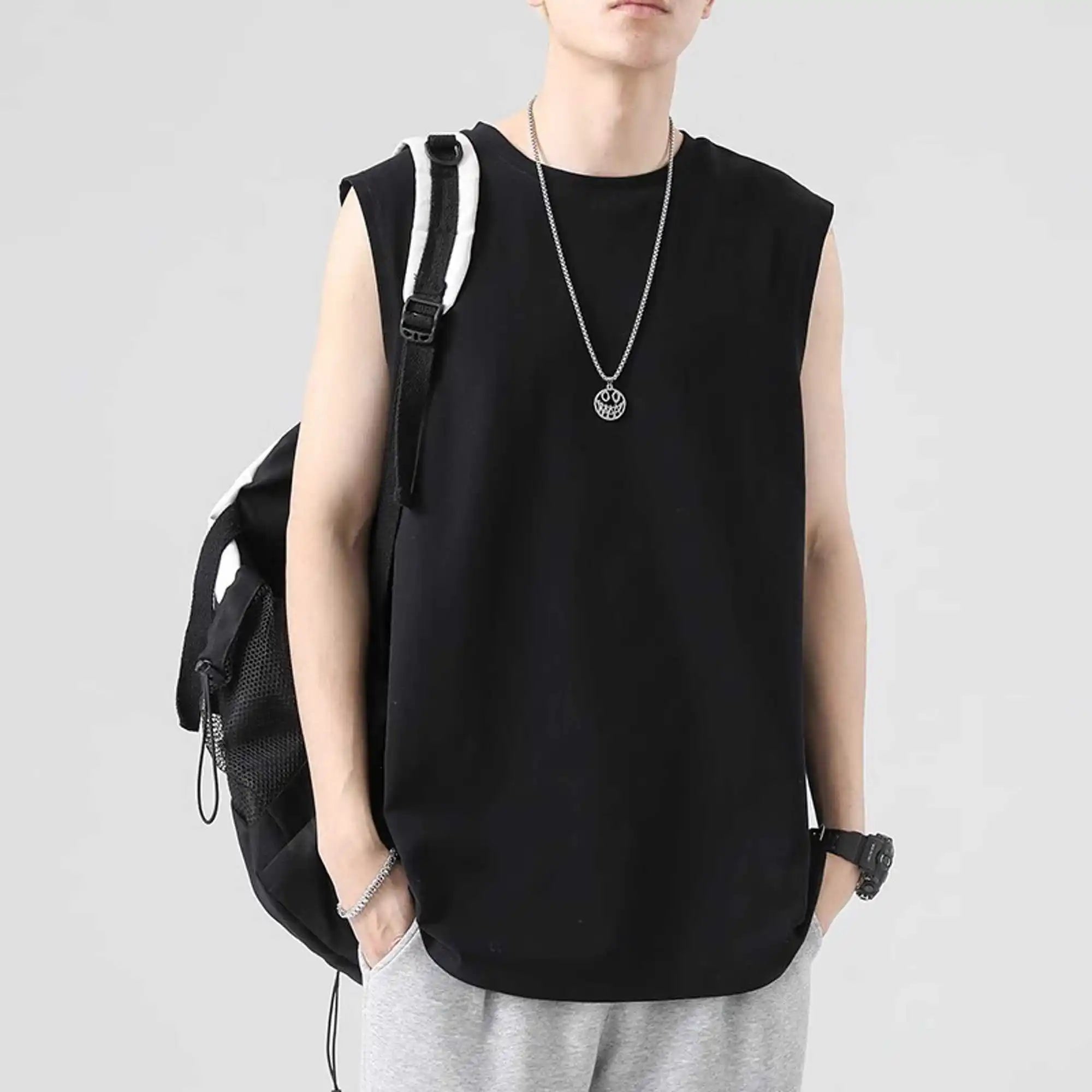 Men's Tank Top Sets 2026 Summer Thin Quick Dry Sportswear Breathable crewneck seaside men's suits  beach oversize sports