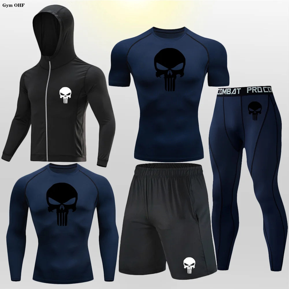 Sportswear Gym Fitness Tracksuit Men's Running Sets Compression Basketball Underwear Tights Jogging Sports Suits Clothes Dry Fit