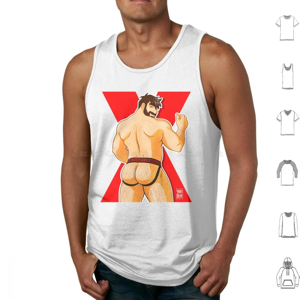 Adam Likes Jockstraps-Red Tank Tops Print Cotton Bobobear Bobobearart Bobo Bear Bear Bear Week Bear Weekend Otter