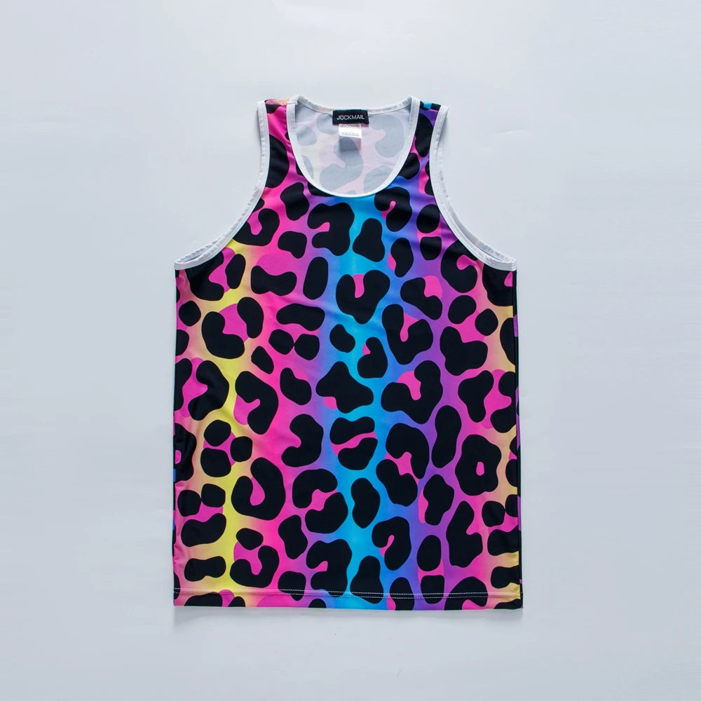 Men's Tank Top Swimming Trunks Short Beach Pants Ice Silk Print Cool and Comfortable Fashion Outdoor Sports Men's Sleeveless Top